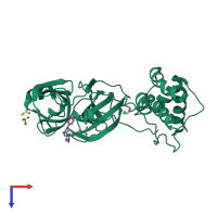 PDB entry 5re9 coloured by chain, top view.