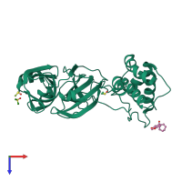 PDB entry 5rea coloured by chain, top view.