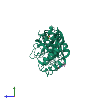 PDB entry 5rec coloured by chain, side view.