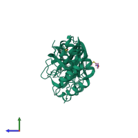 PDB entry 5red coloured by chain, side view.