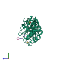 PDB 5reh coloured by chain and viewed from the side.
