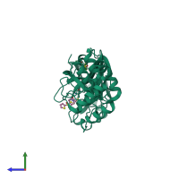 PDB entry 5rej coloured by chain, side view.