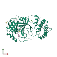 PDB entry 5rer coloured by chain, front view.