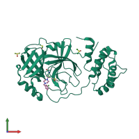 PDB entry 5ret coloured by chain, front view.