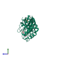 PDB 5ret coloured by chain and viewed from the side.