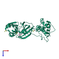 PDB entry 5rez coloured by chain, top view.