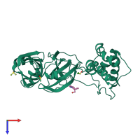 PDB 5rf0 coloured by chain and viewed from the top.