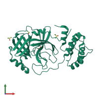 PDB entry 5rf5 coloured by chain, front view.