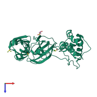 PDB entry 5rf5 coloured by chain, top view.