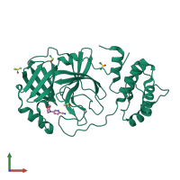 PDB 5rf6 coloured by chain and viewed from the front.
