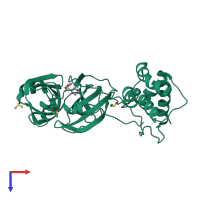 PDB entry 5rf8 coloured by chain, top view.