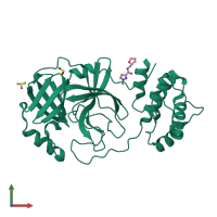 PDB entry 5rfa coloured by chain, front view.