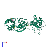PDB entry 5rfd coloured by chain, top view.