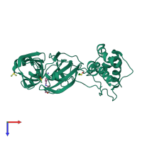 PDB entry 5rfe coloured by chain, top view.