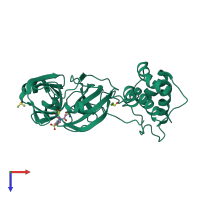 PDB entry 5rfg coloured by chain, top view.