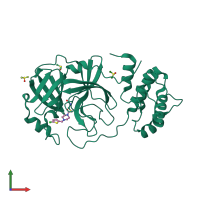 PDB entry 5rfh coloured by chain, front view.