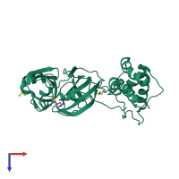 PDB entry 5rfh coloured by chain, top view.