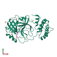 PDB entry 5rfk coloured by chain, front view.