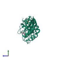 PDB entry 5rfm coloured by chain, side view.