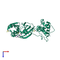 PDB entry 5rfo coloured by chain, top view.