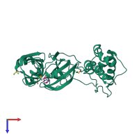 PDB entry 5rfs coloured by chain, top view.