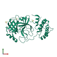 PDB entry 5rgg coloured by chain, front view.