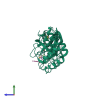 PDB entry 5rgl coloured by chain, side view.