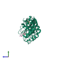 PDB entry 5rgn coloured by chain, side view.