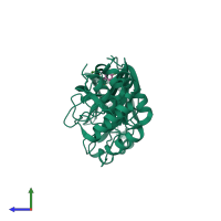 PDB entry 5rgq coloured by chain, side view.