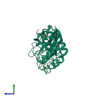 PDB 5rgu coloured by chain and viewed from the side.