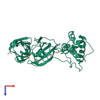 PDB entry 5rgu coloured by chain, top view.