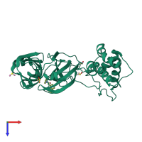 PDB entry 5rgv coloured by chain, top view.