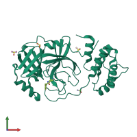 PDB entry 5rh2 coloured by chain, front view.