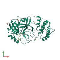 PDB entry 5rhe coloured by chain, front view.