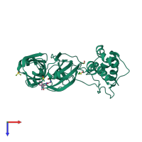 PDB entry 5rhf coloured by chain, top view.