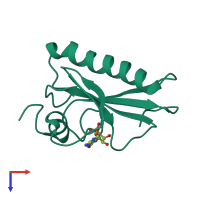 PDB entry 5rhn coloured by chain, top view.