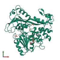 PDB entry 5rhs coloured by chain, front view.