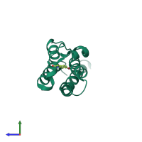 PDB entry 5rjo coloured by chain, side view.