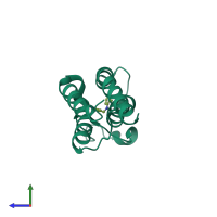 PDB entry 5rkq coloured by chain, side view.
