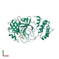 PDB entry 5rl0 coloured by chain, front view.