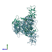 PDB entry 5rli coloured by chain, side view.