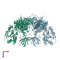 PDB entry 5rlr coloured by chain, top view.