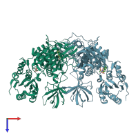 PDB entry 5rlw coloured by chain, top view.