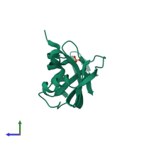 PDB entry 5rsa coloured by chain, side view.