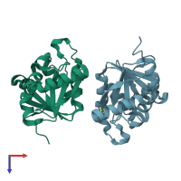 PDB entry 5ru3 coloured by chain, top view.