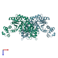 PDB entry 5rub coloured by chain, top view.