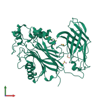 PDB entry 5rwc coloured by chain, front view.