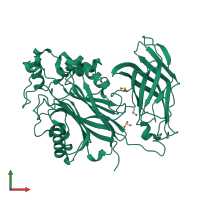 PDB entry 5rxb coloured by chain, front view.