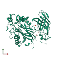 PDB entry 5rxj coloured by chain, front view.