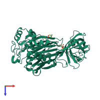 PDB entry 5rxj coloured by chain, top view.